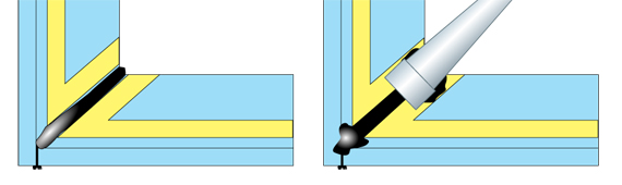 Rifinitura delle lastre col silicone 